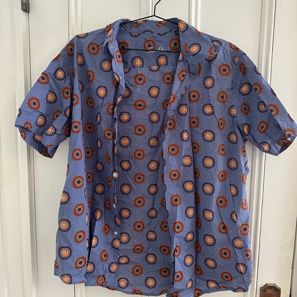 Fun print cotton button down shirt
